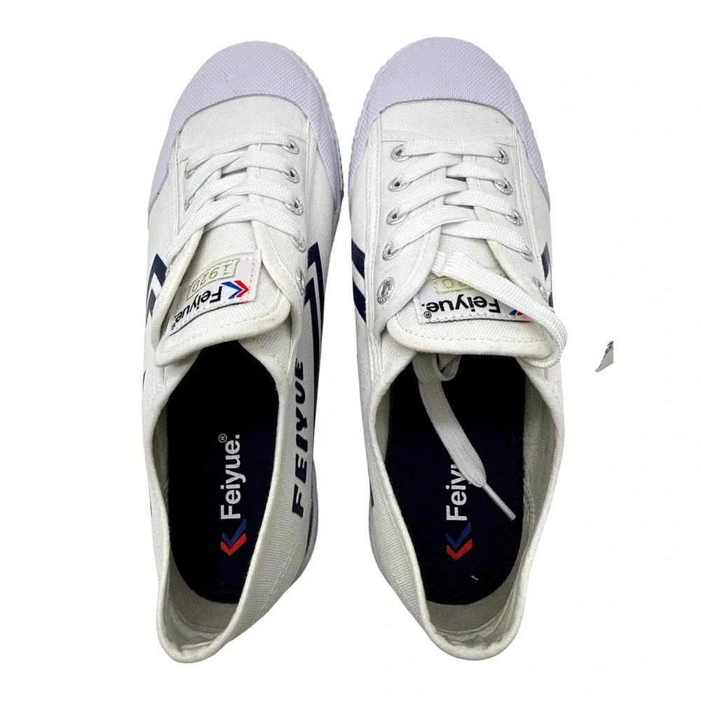 Feiyue FE LO 1920 Sneakers Unisex 10W/8M White Navy New Canvas Martial Arts Shoe